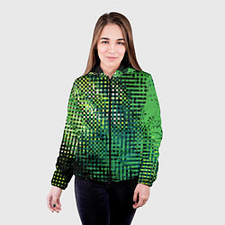 Куртка с капюшоном женская Чёрно-зелёный абстракция, цвет: 3D-черный — фото 2