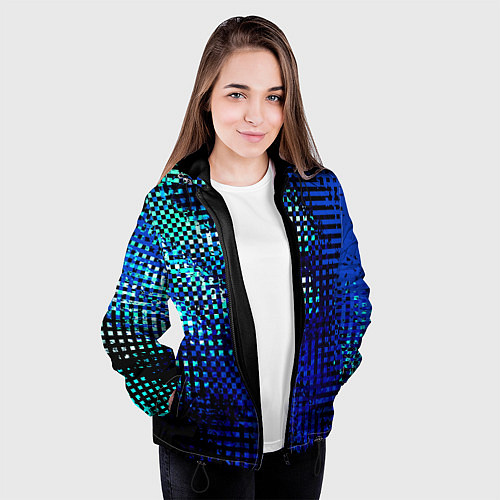 Женская куртка Абстракция чёрно-синий текстурированный / 3D-Черный – фото 3