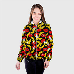 Куртка с капюшоном женская Губы и бананы, цвет: 3D-белый — фото 2