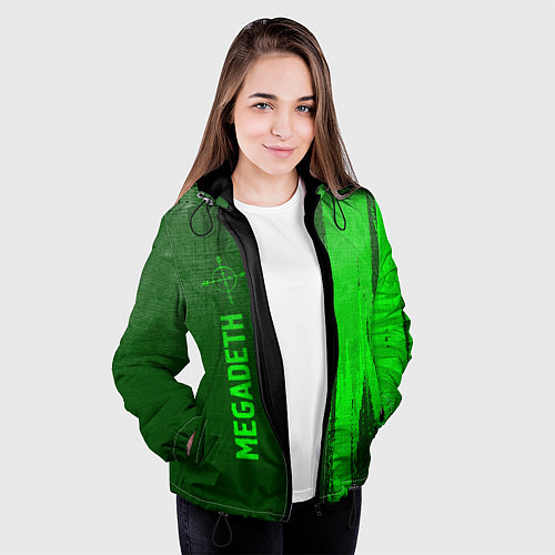 Женская куртка Megadeth - green gradient по-вертикали / 3D-Черный – фото 3