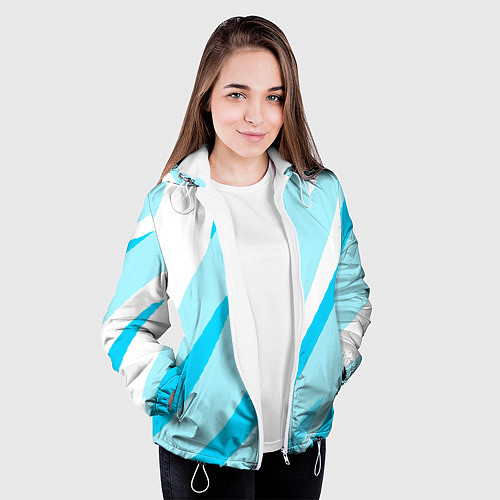 Женская куртка Белый с голубым абстракция / 3D-Белый – фото 3