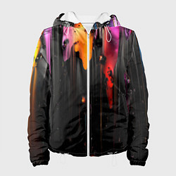 Куртка с капюшоном женская Разноцветная рельефная краска текстура, цвет: 3D-белый