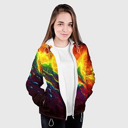 Куртка с капюшоном женская Абстрактные волны с огнем, цвет: 3D-белый — фото 2