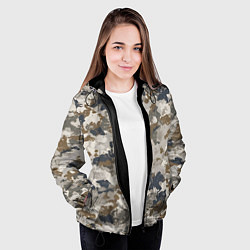 Куртка с капюшоном женская Светлый камуфляж, цвет: 3D-черный — фото 2