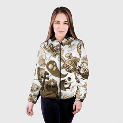Куртка с капюшоном женская Растения против зомби в бежевых тонах, цвет: 3D-черный — фото 2