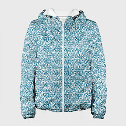 Куртка с капюшоном женская Бело-синий текстурный, цвет: 3D-белый