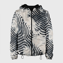 Куртка с капюшоном женская Текстура гранж - абстрактные линии, цвет: 3D-черный