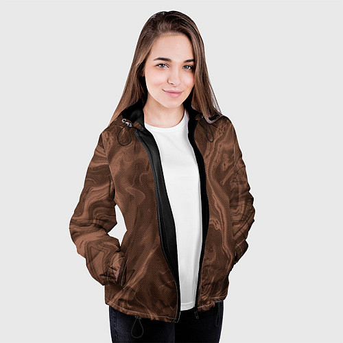 Женская куртка Коричневый абстракция в точку / 3D-Черный – фото 3