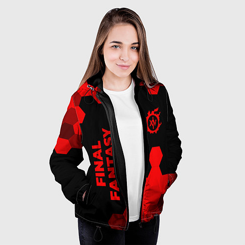 Женская куртка Final Fantasy - red gradient вертикально / 3D-Черный – фото 3
