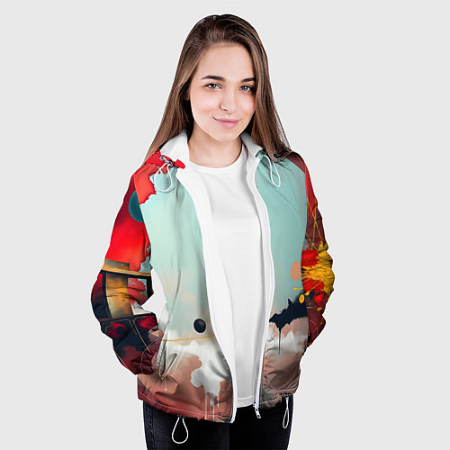 Женская куртка Сюрреалистичная абстракция / 3D-Белый – фото 3
