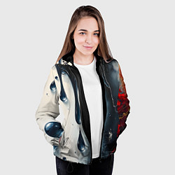 Куртка с капюшоном женская Сюрреалистичная абстракция с каплями, цвет: 3D-черный — фото 2