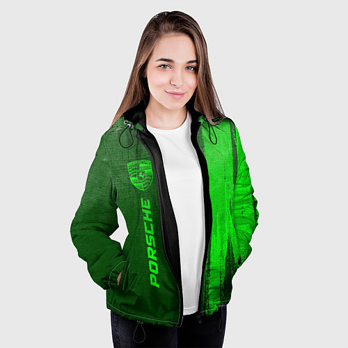 Женская куртка Porsche - green gradient по-вертикали / 3D-Черный – фото 3
