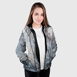 Куртка с капюшоном женская Прожилки листьев, цвет: 3D-черный — фото 2
