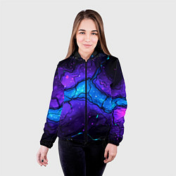 Куртка с капюшоном женская Синяя звездная полоса в плите текстура, цвет: 3D-черный — фото 2