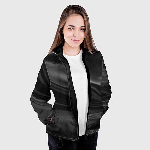 Женская куртка Текстура драпированного шелка / 3D-Черный – фото 3