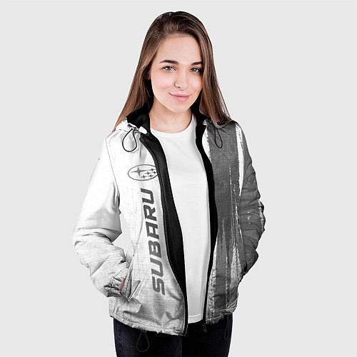 Женская куртка Subaru - white gradient по-вертикали / 3D-Черный – фото 3