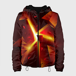 Куртка с капюшоном женская Трехмерный взрыв неоновых плит абстракция, цвет: 3D-черный