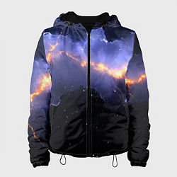 Куртка с капюшоном женская Молния в фиолетовом небе текстура, цвет: 3D-черный
