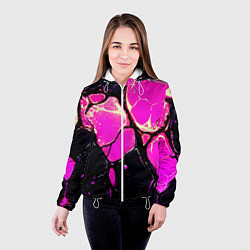 Куртка с капюшоном женская Розовые пятна в текстуре, цвет: 3D-белый — фото 2