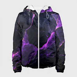 Куртка с капюшоном женская Фиолетово-черная объемная текстура, цвет: 3D-белый
