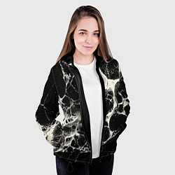 Куртка с капюшоном женская Бело-черная потертая текстура, цвет: 3D-черный — фото 2