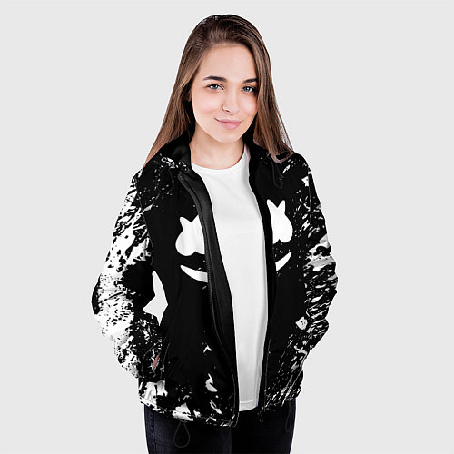 Женская куртка Marshmello брызги красок / 3D-Черный – фото 3