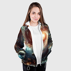 Куртка с капюшоном женская Далёкая неоновая галактика - нейросеть, цвет: 3D-белый — фото 2