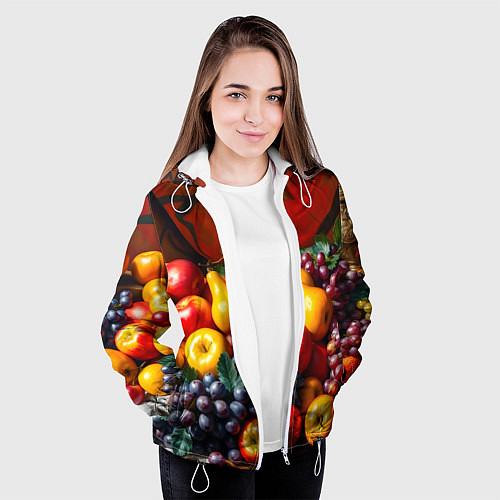 Женская куртка Фруктовый натюрморт / 3D-Белый – фото 3