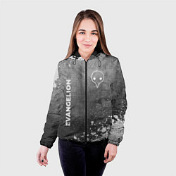 Куртка с капюшоном женская Evangelion - grey gradient вертикально, цвет: 3D-черный — фото 2