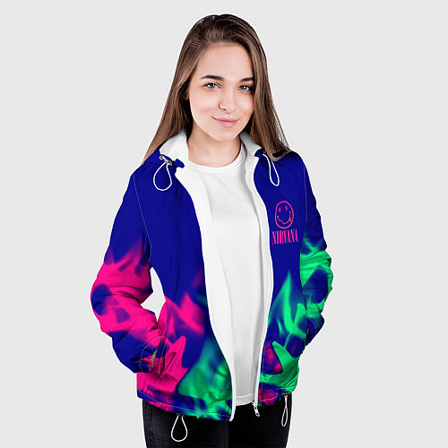 Женская куртка Nirvana fire neon / 3D-Белый – фото 3