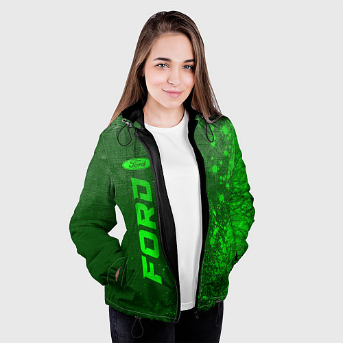 Женская куртка Ford - green gradient по-вертикали / 3D-Черный – фото 3