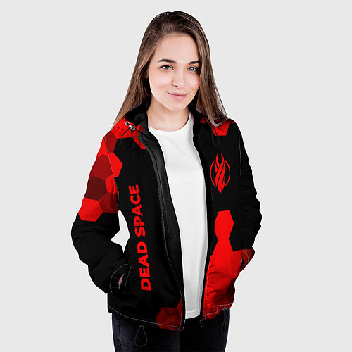 Женская куртка Dead Space - red gradient вертикально / 3D-Черный – фото 3