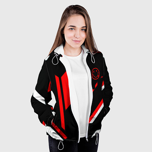 Женская куртка Nirvana текстура полосы / 3D-Белый – фото 3