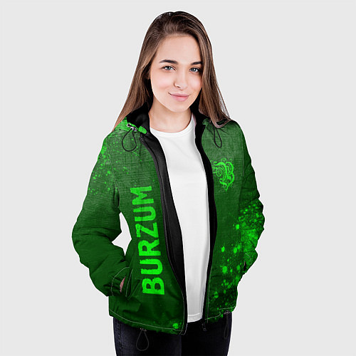 Женская куртка Burzum - green gradient вертикально / 3D-Черный – фото 3