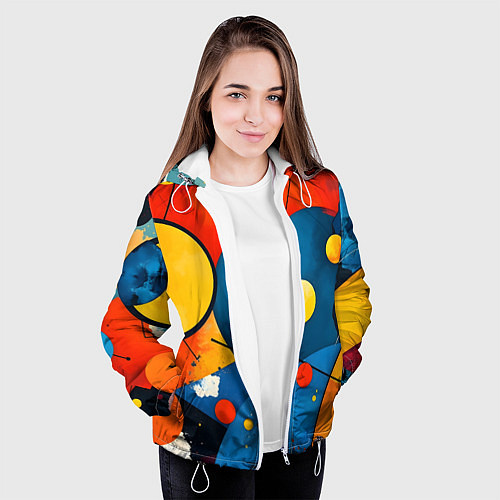 Женская куртка Динамичный красочный паттерн / 3D-Белый – фото 3