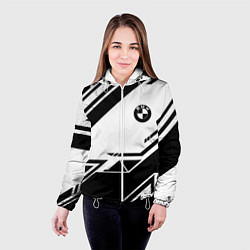 Куртка с капюшоном женская BMW geometry black, цвет: 3D-белый — фото 2