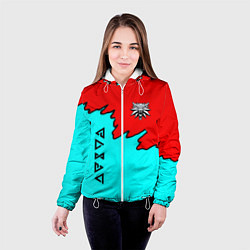 Куртка с капюшоном женская Ведьмак краски логотип, цвет: 3D-белый — фото 2