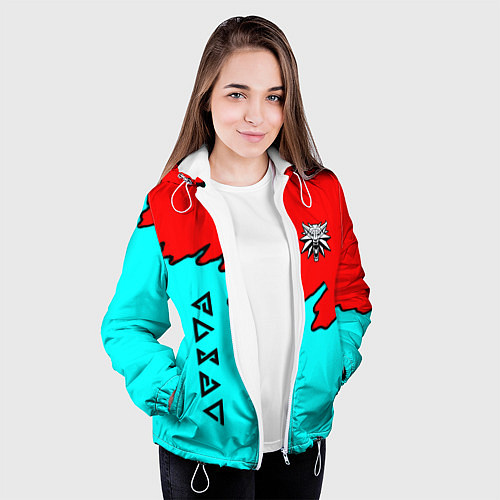 Женская куртка Ведьмак краски логотип / 3D-Белый – фото 3