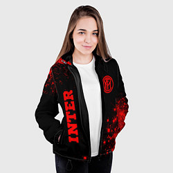 Куртка с капюшоном женская Inter - red gradient вертикально, цвет: 3D-черный — фото 2
