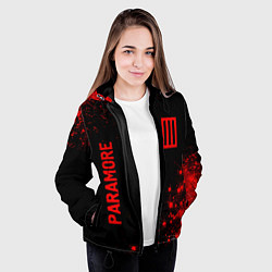Куртка с капюшоном женская Paramore - red gradient вертикально, цвет: 3D-черный — фото 2