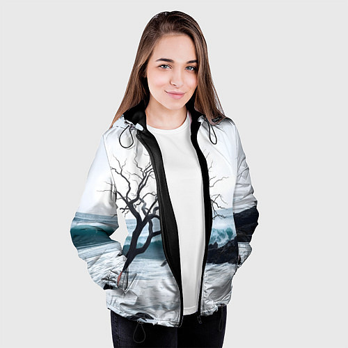 Женская куртка Дерево в море / 3D-Черный – фото 3