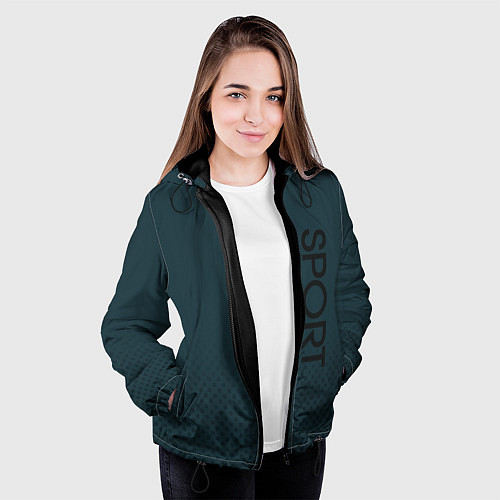 Женская куртка Sport серо-синий текстурный / 3D-Черный – фото 3