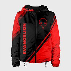 Куртка с капюшоном женская Evangelion - red gradient вертикально, цвет: 3D-черный