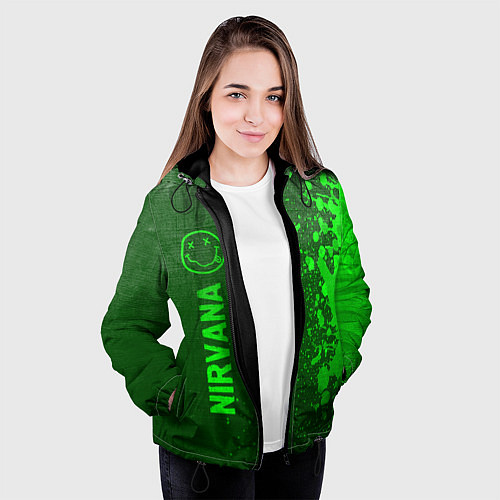Женская куртка Nirvana - green gradient по-вертикали / 3D-Черный – фото 3