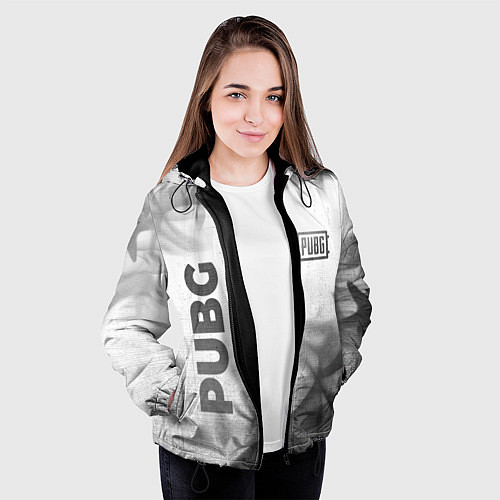 Женская куртка PUBG - white gradient вертикально / 3D-Черный – фото 3
