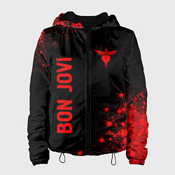 Куртка с капюшоном женская Bon Jovi - red gradient вертикально, цвет: 3D-черный