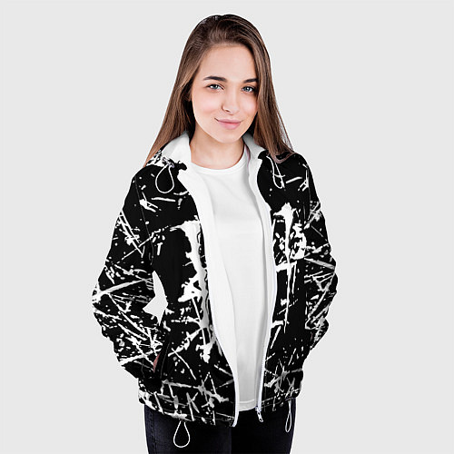 Женская куртка Monster energy белые штрихи краско / 3D-Белый – фото 3