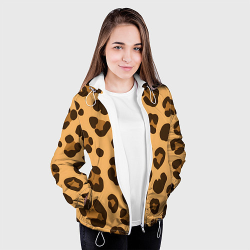 Женская куртка Коричневые пятна леопарда / 3D-Белый – фото 3