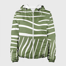 Куртка с капюшоном женская Полоски зеленой зебры, цвет: 3D-белый