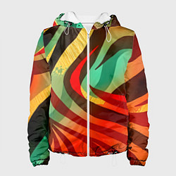 Куртка с капюшоном женская Жаркая полосатая абстракция, цвет: 3D-белый